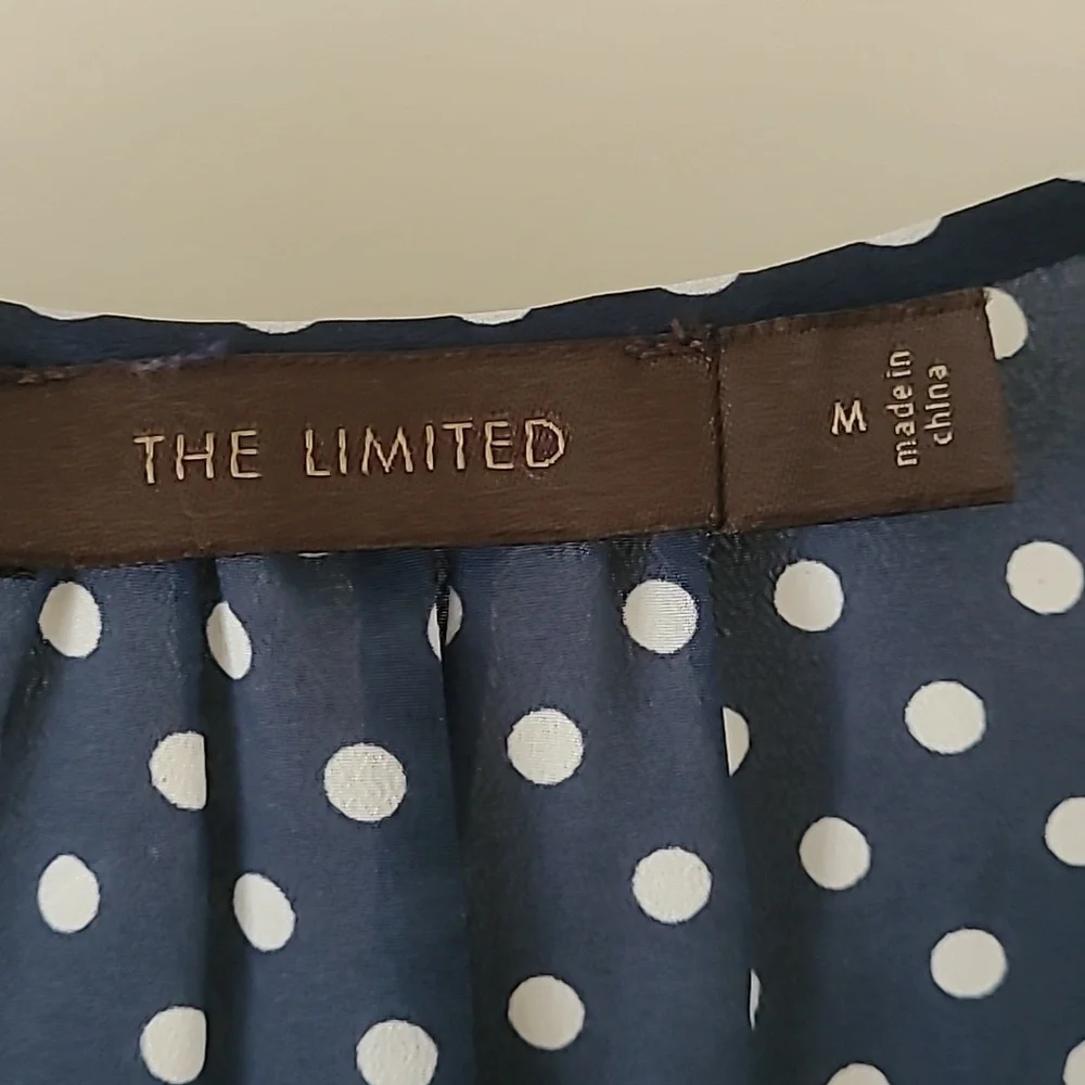 The LIMITED Navy And White Polka Dot Top - Picture 3 of 3